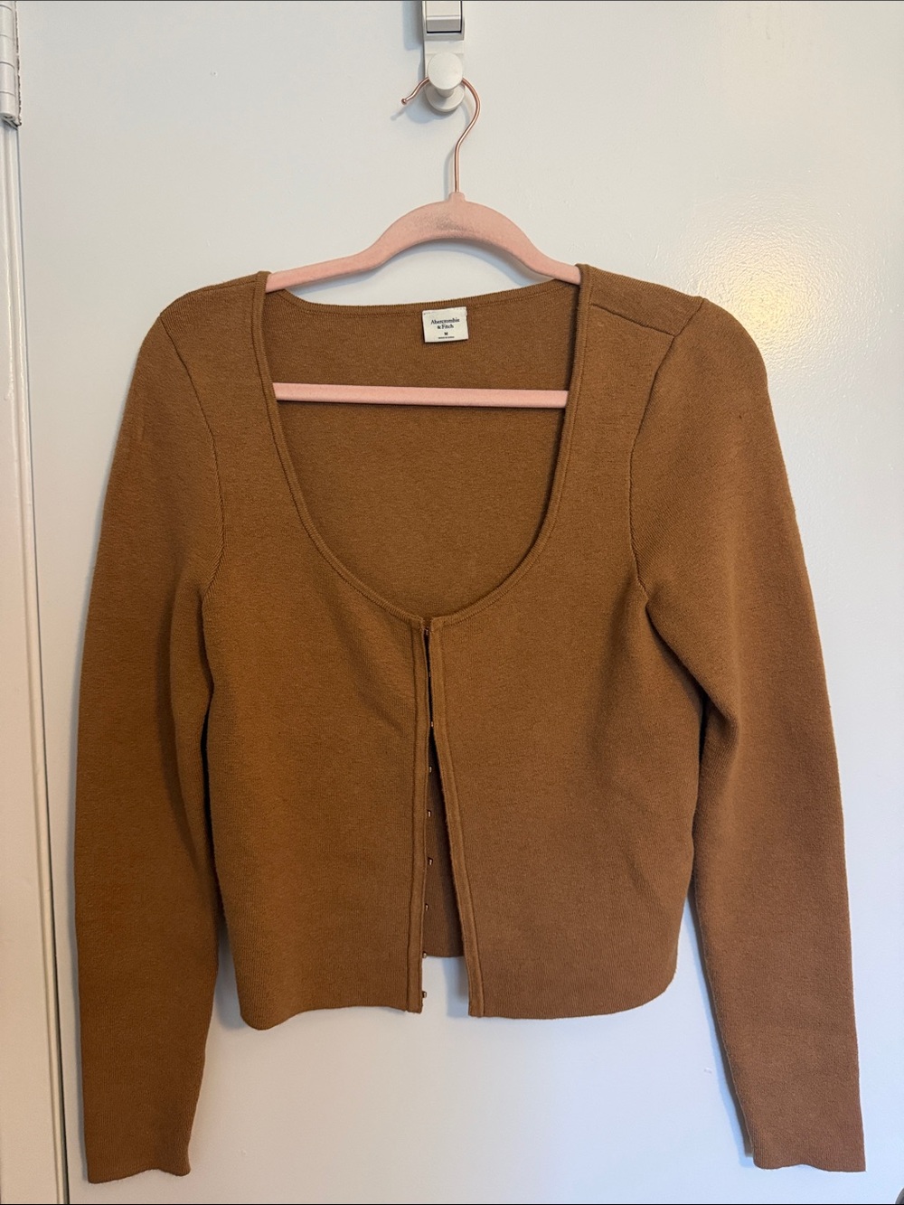 Abercrombie & Fitch Scoop-Neck Brown Hook-and-Eye Sweater